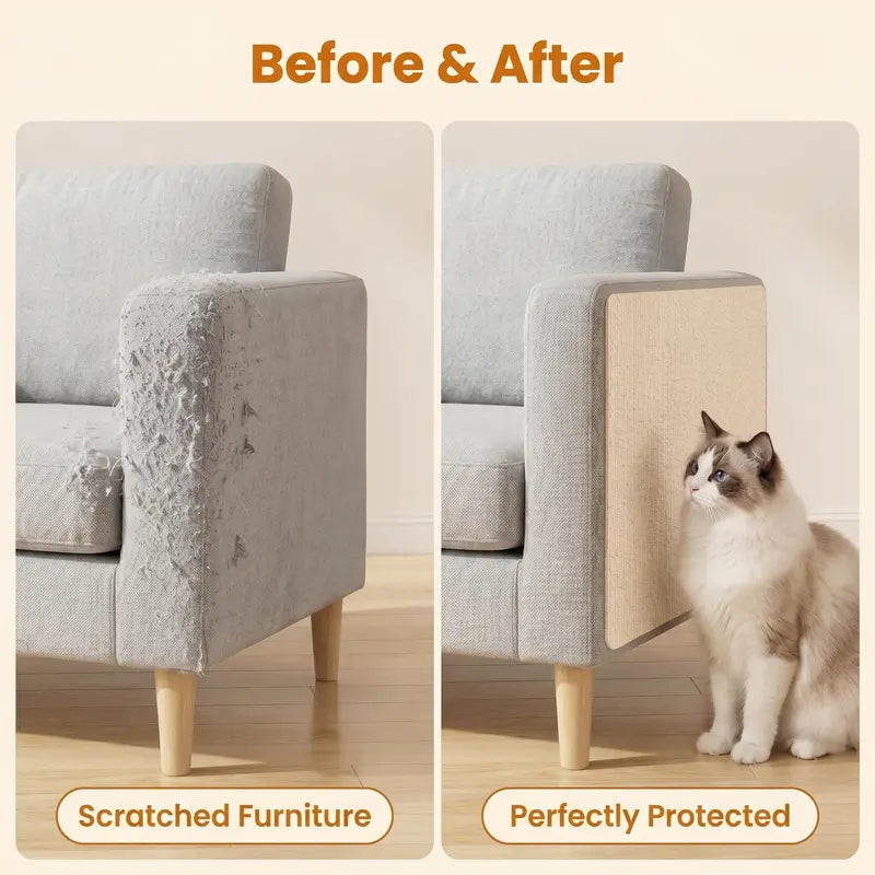 Cat Scratch Protector for Home Furniture - Easy Installation Anti-Scratch Sticky Pad, Protects Leather Couch Arms & Corners, Iridescent Stained Glass Decorative Sticker Window Film, Sofa Arms