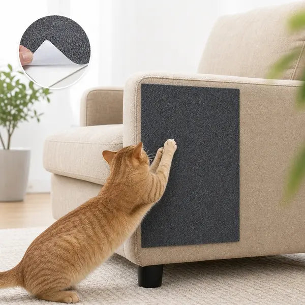 Cat Scratch Protector for Home Furniture - Easy Installation Anti-Scratch Sticky Pad, Protects Leather Couch Arms & Corners, Iridescent Stained Glass Decorative Sticker Window Film, Sofa Arms