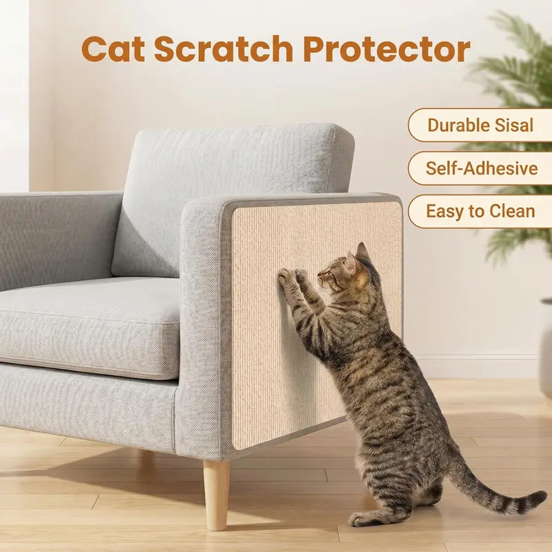 Cat Scratch Protector for Home Furniture - Easy Installation Anti-Scratch Sticky Pad, Protects Leather Couch Arms & Corners, Iridescent Stained Glass Decorative Sticker Window Film, Sofa Arms