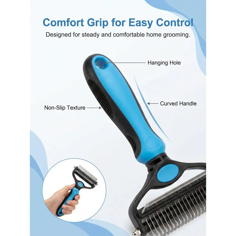 2-In-1 Dual-Sides Metal Dog & Cat Deshedding Brush 