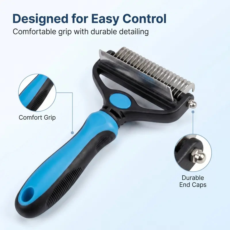2-In-1 Dual-Sides Metal Dog & Cat Deshedding Brush 