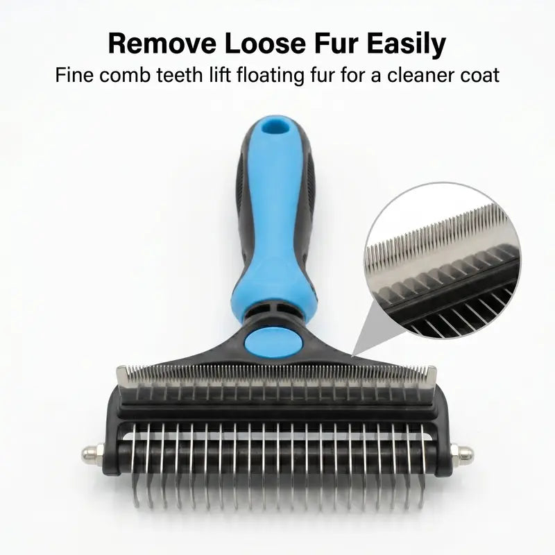 2-In-1 Dual-Sides Metal Dog & Cat Deshedding Brush 