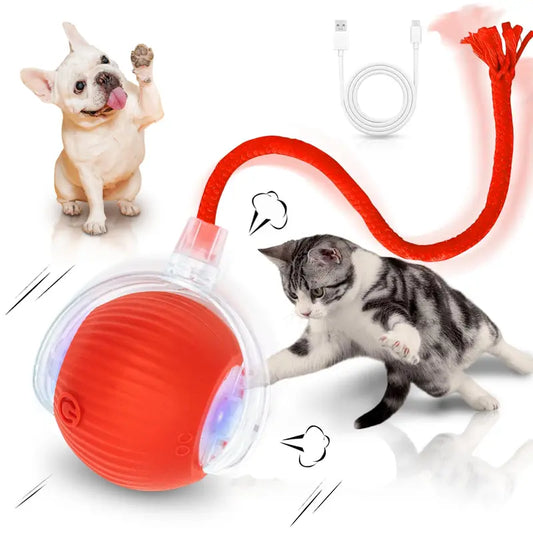 Petpulse Interactive Roller Ball Dog & Cat Toy - Durable High-Impact Soft PVC, USB Rechargeable Automatic Play, Obstacle Avoidance, Boredom Buster for Small-Medium Pets (Animal Print Option)