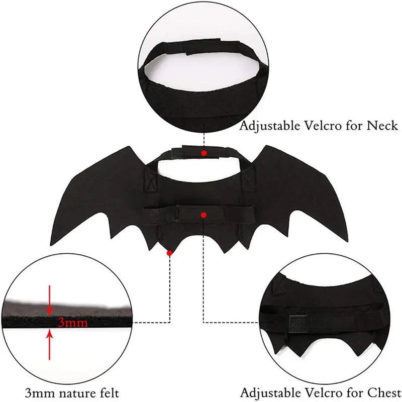 Pet Cat Bat Wings Halloween Costume – Adjustable Felt Bat Outfit for Cats & Small Dogs | Funny Pet Cosplay Dress-Up Accessory Puoyis