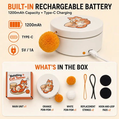 Smart Rotating Cat Teaser, Rechargeable Interactive Cat Toy with 5 Play Modes.