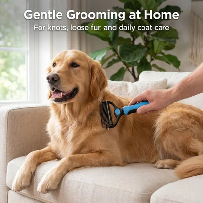2-In-1 Dual-Sides Metal Dog & Cat Deshedding Brush 
