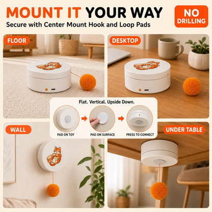 Smart Rotating Cat Teaser, Rechargeable Interactive Cat Toy with 5 Play Modes.