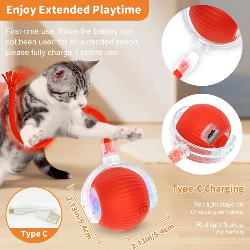 Petpulse Interactive Roller Ball Dog & Cat Toy - Durable High-Impact Soft PVC, USB Rechargeable Automatic Play, Obstacle Avoidance, Boredom Buster for Small-Medium Pets (Animal Print Option)