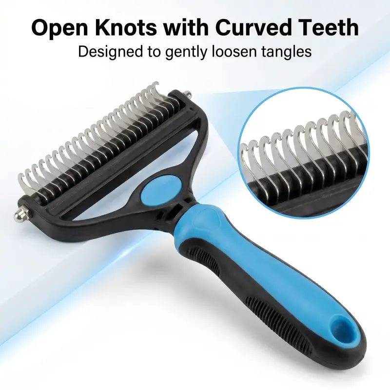 2-In-1 Dual-Sides Metal Dog & Cat Deshedding Brush 