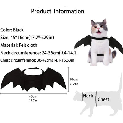 Pet Cat Bat Wings Halloween Costume – Adjustable Felt Bat Outfit for Cats & Small Dogs | Funny Pet Cosplay Dress-Up Accessory Puoyis