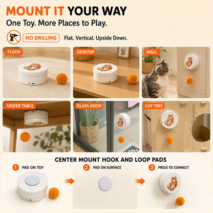 Smart Rotating Cat Teaser, Rechargeable Interactive Cat Toy with 5 Play Modes.