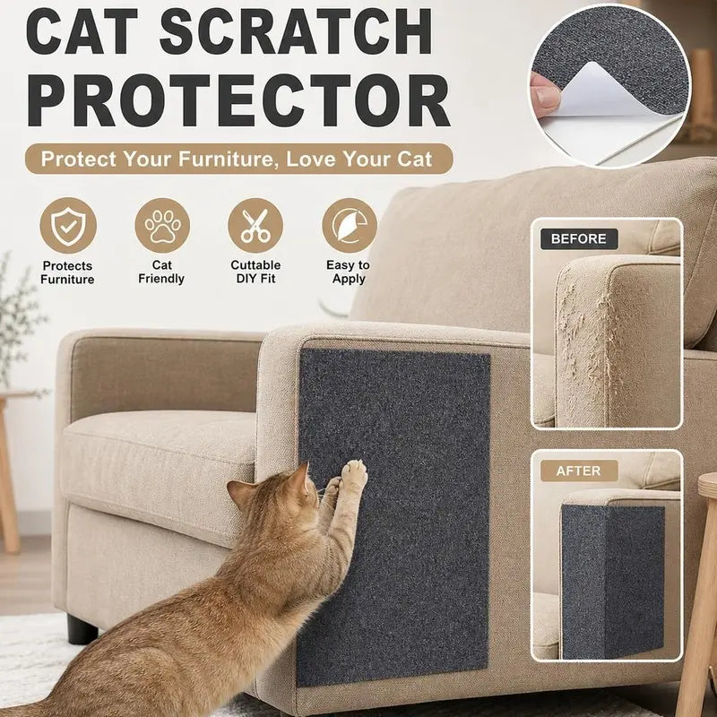 Cat Scratch Protector for Home Furniture - Easy Installation Anti-Scratch Sticky Pad, Protects Leather Couch Arms & Corners, Iridescent Stained Glass Decorative Sticker Window Film, Sofa Arms